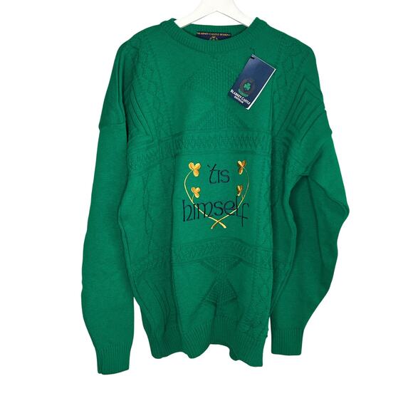 Blarney Castle Design Tis Himself Long Sleeve Pullover Sweater Green XXL NWT - Picture 1 of 9